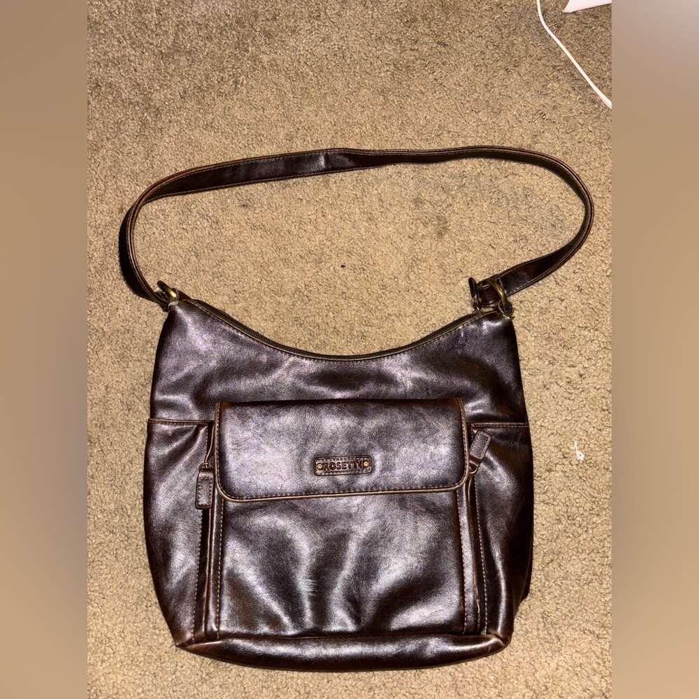 Rosetti Brown Leather Hobo Shoulder Bag